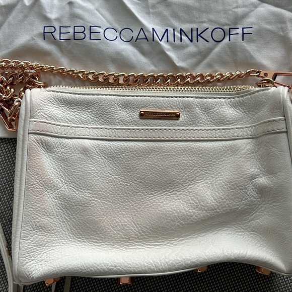 White Leather Rebecca Minkoff Crossbody with Rose Gold Hardware - Picture 2 of 3